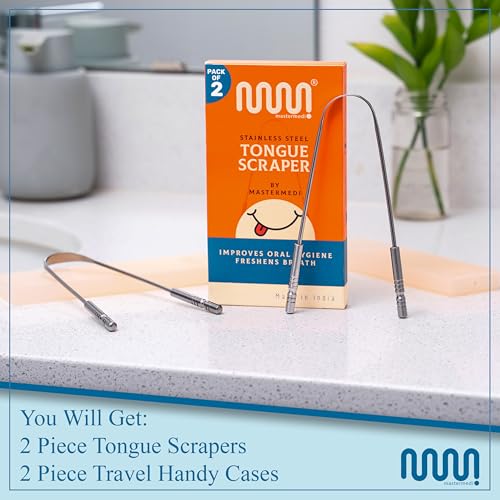 Stainless Steel Tongue Scraper - 2 Pack, Oral Care