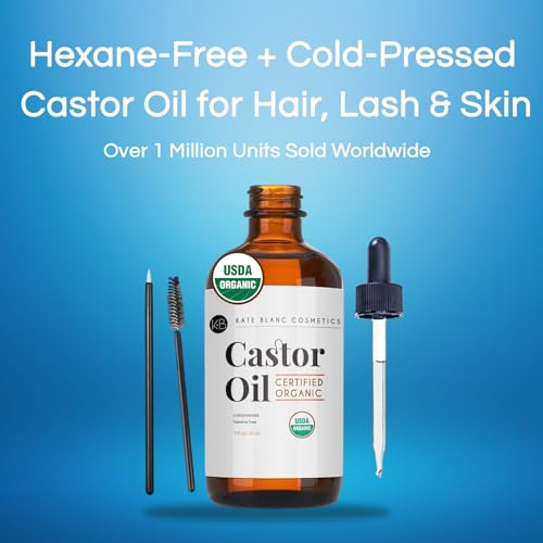 Kate Blanc Organic Castor Oil for Lashes & Hair Growth (2oz)