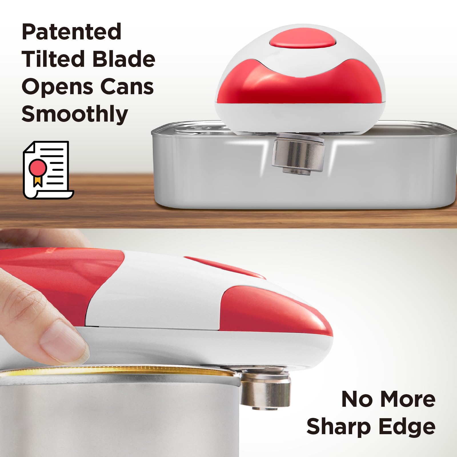 Kitchen Mama Electric Can Opener - Automatic, Hands-Free, Red