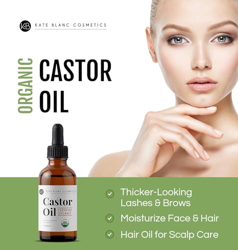 Kate Blanc Organic Castor Oil for Lashes & Hair Growth (2oz)