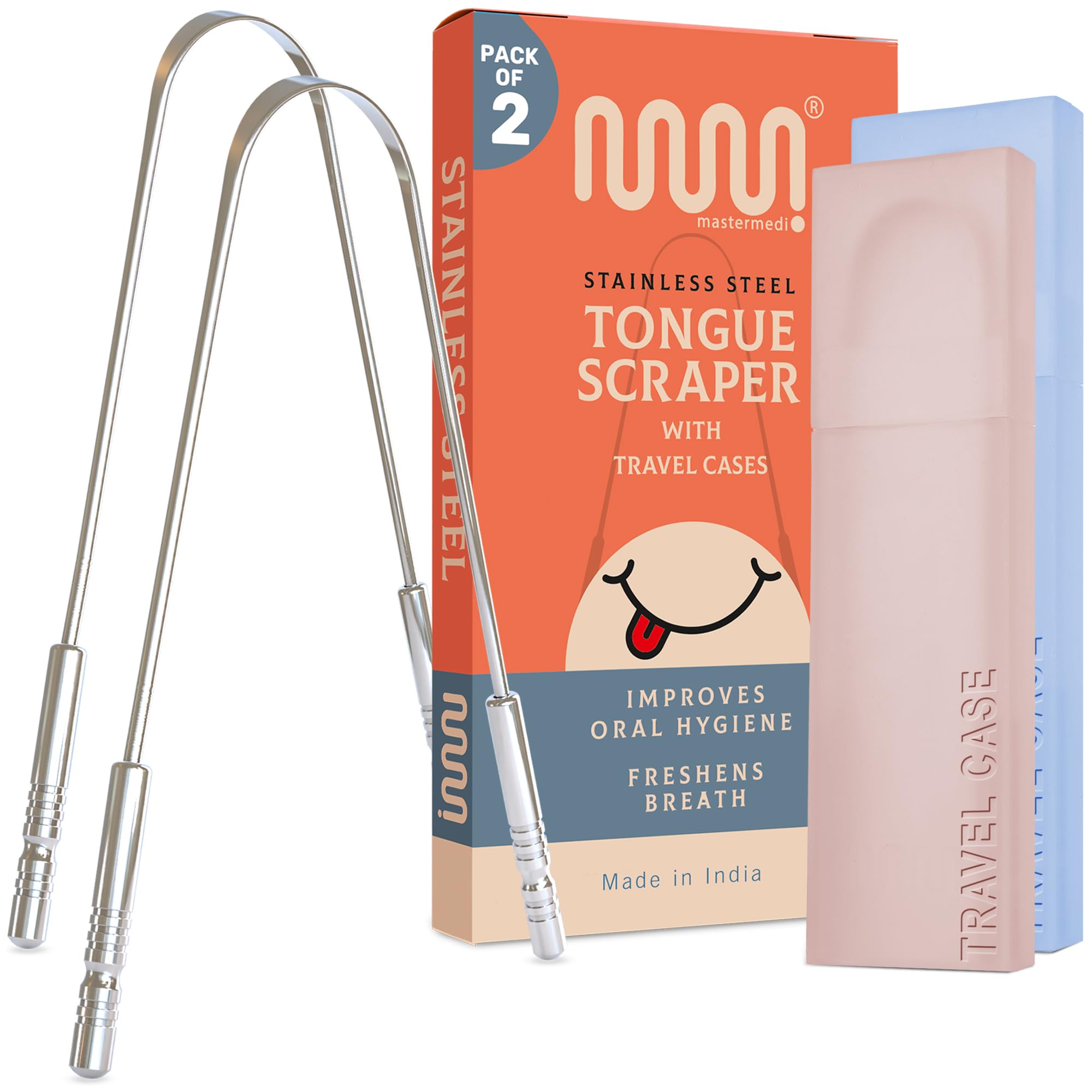 Stainless Steel Tongue Scraper - 2 Pack, Oral Care