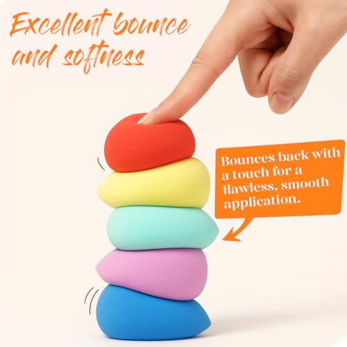 BEAKEY 5-Pack Makeup Sponges: Low Absorption Foundation Blenders